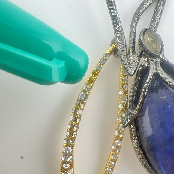 Alexis Bittar Necklace Elements Dark Phoenix Leaf Multi Stone Blue *FLAW* $395 - Picture 8 of 16